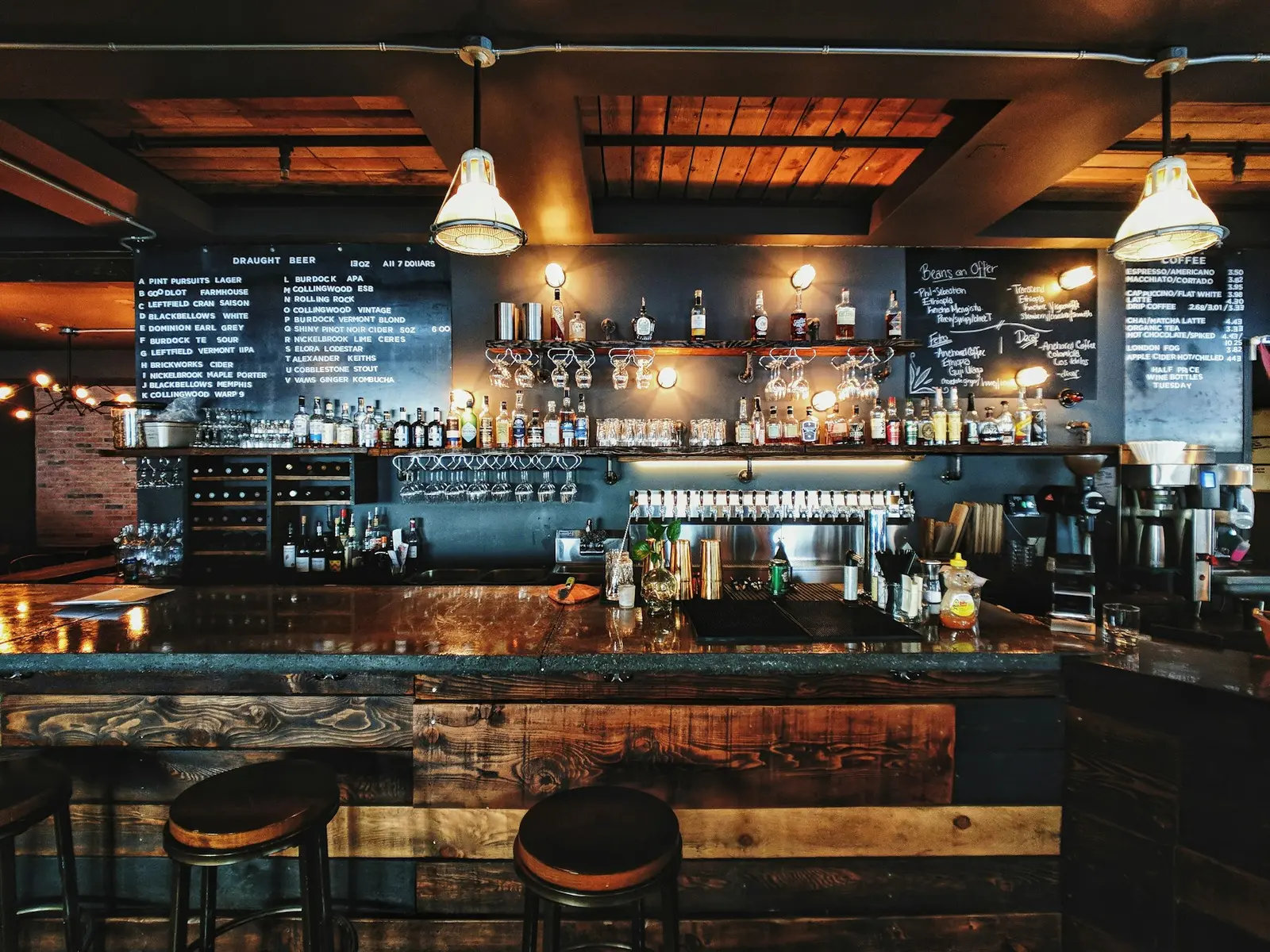 A family restaurant's counter and dining room